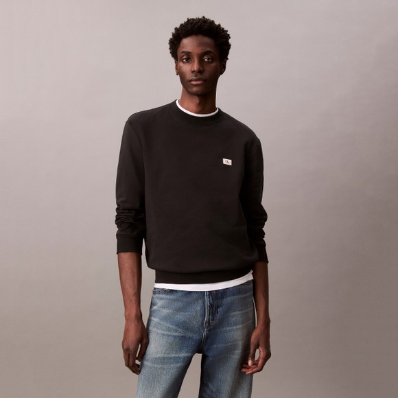 Calvin Klein Jeans Mens Black Terry Badge Sweatshirt