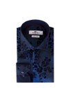 Claudio Lugli Mens Blue Jacquard Effect Flocking Shirt