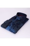 Claudio Lugli Mens Blue Jacquard Effect Flocking Shirt