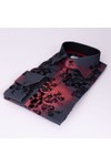 Claudio Lugli Mens Orange Jacquard Effect Flocking Shirt