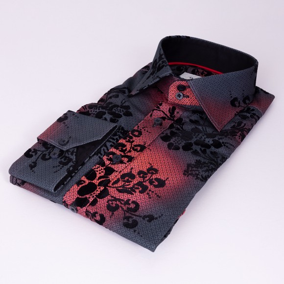 Claudio Lugli Mens Orange Jacquard Effect Flocking Shirt main image