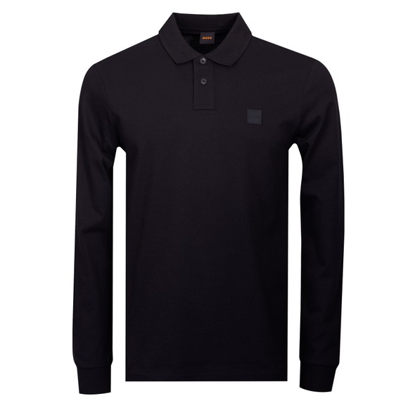BOSS Mens Black Casual Passerby Long Sleeve Polo Shirt main image
