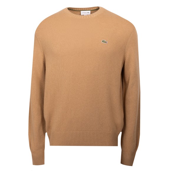 Lacoste Mens Beige Carded Wool Crew Neck Knitted Jumper main image