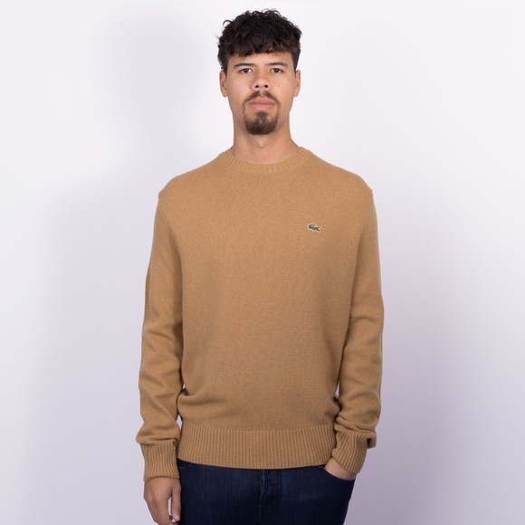 Lacoste Mens Beige Carded Wool Crew Neck Knitted Jumper main image