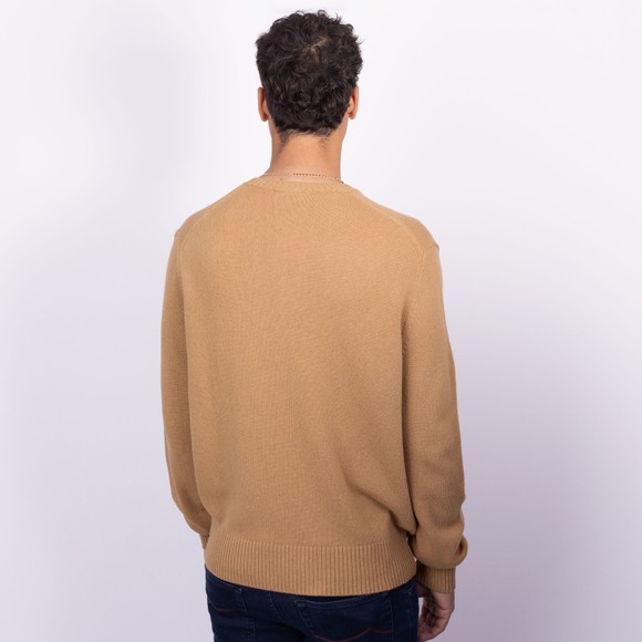 Lacoste Mens Beige Carded Wool Crew Neck Knitted Jumper main image