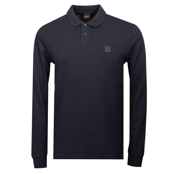BOSS Mens Blue Casual Passerby Long Sleeve Polo Shirt main image