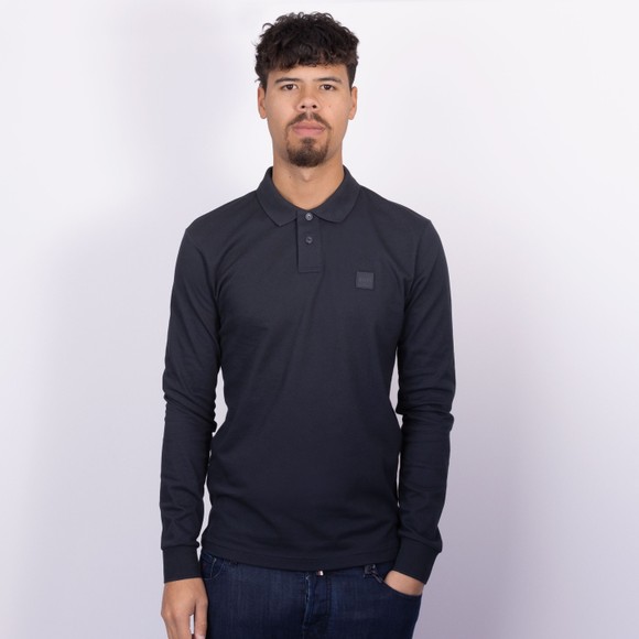 BOSS Mens Blue Casual Passerby Long Sleeve Polo Shirt main image