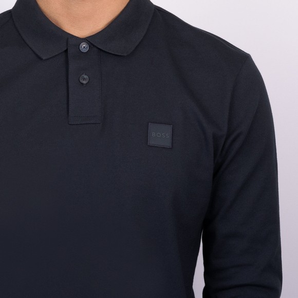 BOSS Mens Blue Casual Passerby Long Sleeve Polo Shirt main image