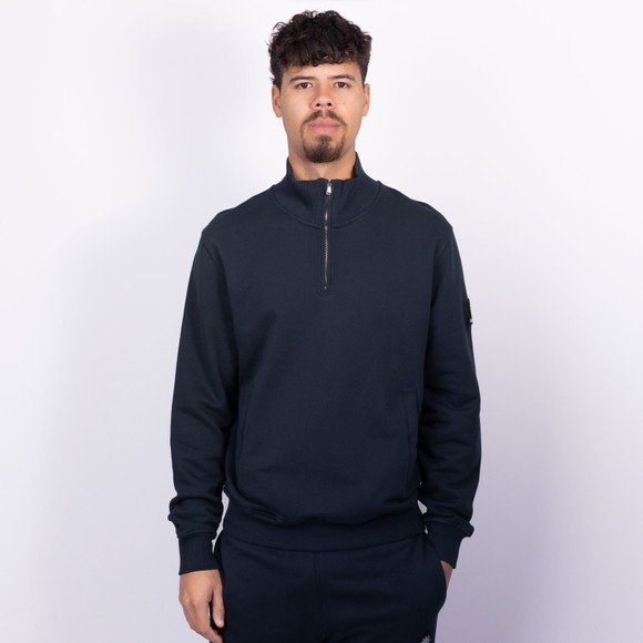 Sandbanks Mens Blue Badge Logo Half Zip Sweatshirt main image