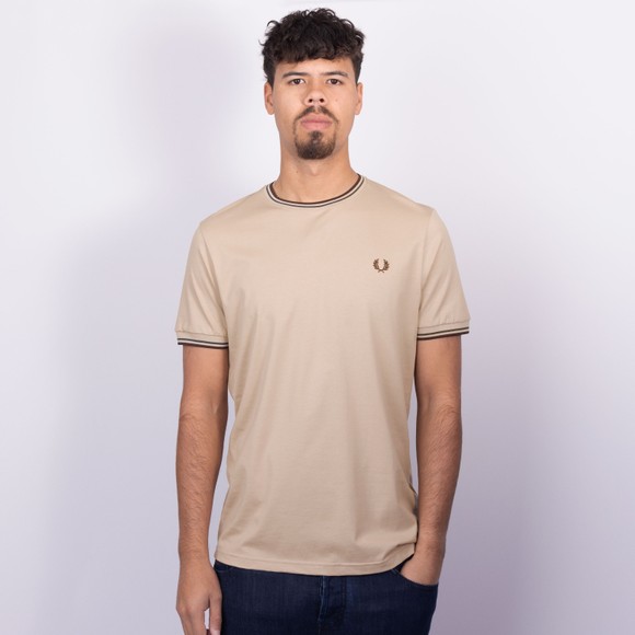Fred Perry Mens Beige Twin Tipped T-Shirt main image