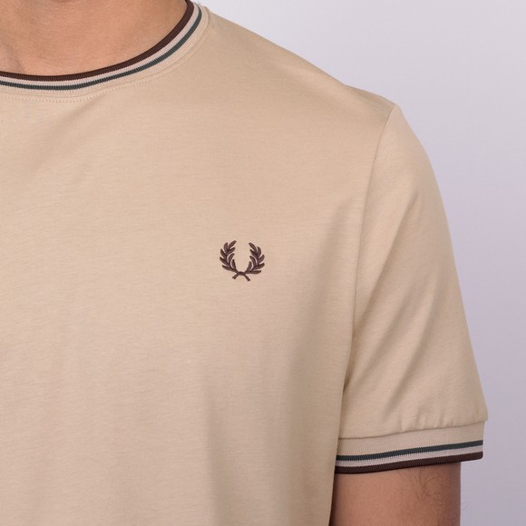 Fred Perry Mens Beige Twin Tipped T-Shirt main image