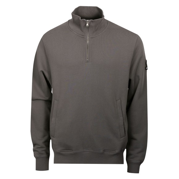 Sandbanks Mens Grey Badge Logo Half Zip Sweatshirt main image