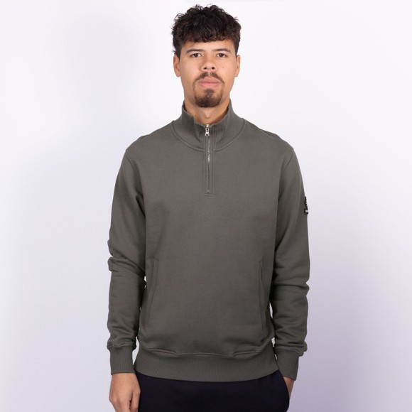 Sandbanks Mens Grey Badge Logo Half Zip Sweatshirt main image