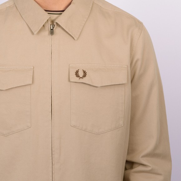 Fred Perry Mens Beige Twill Zip Through Overshirt main image