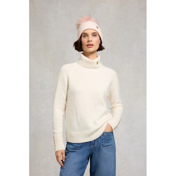 Holland Cooper Womens Pink Sloane Cable Bobble Hat #4