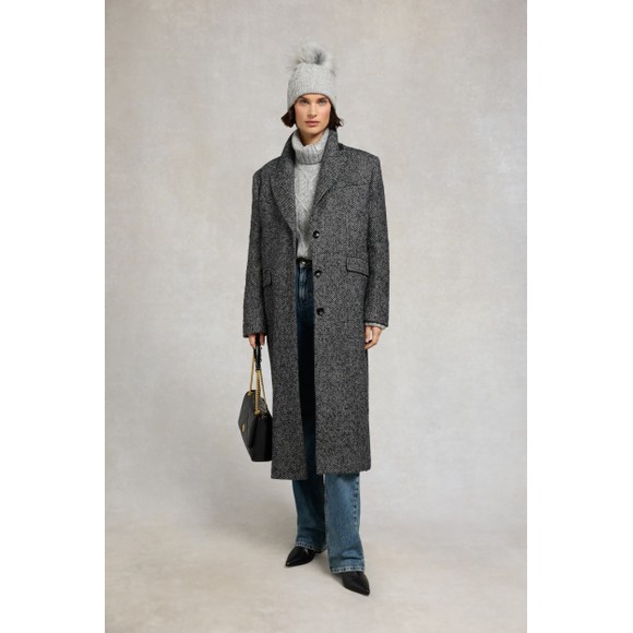 Holland Cooper Womens Grey Sloane Cable Bobble Hat #4