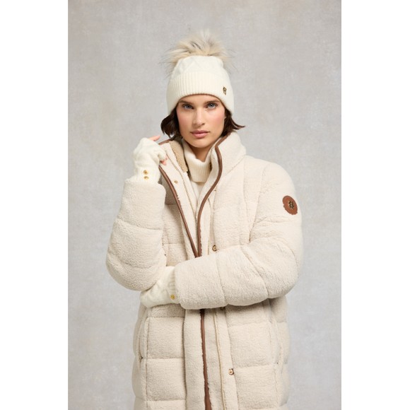 Holland Cooper Womens Off-White Sloane Cable Bobble Hat #3