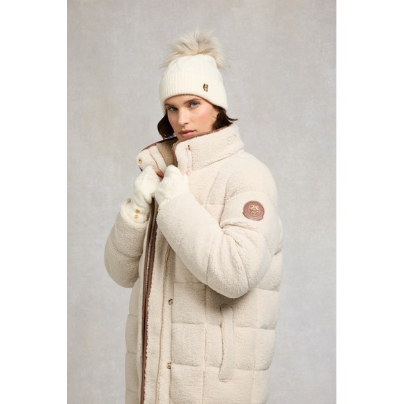 Holland Cooper Womens Off-White Sloane Cable Bobble Hat #4