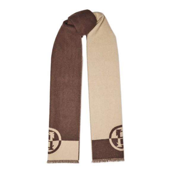 Holland Cooper Womens Brown Jacquard Scarf #1