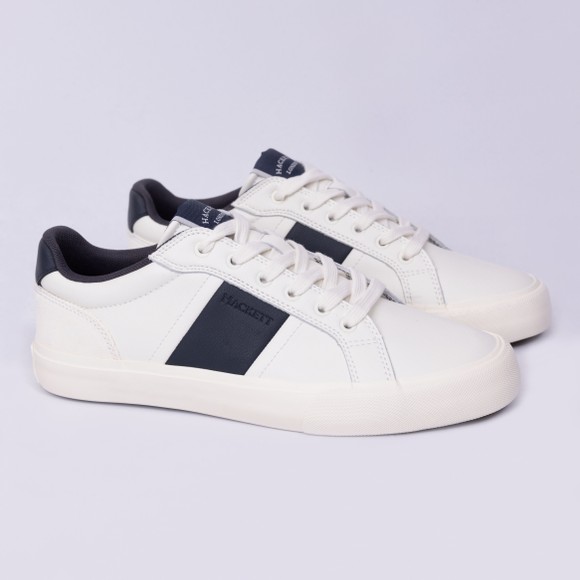 Hackett Mens White Blake Heritage Leather Trainer 