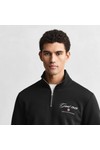 Gant Mens Black Graphic Half Zip Sweatshirt