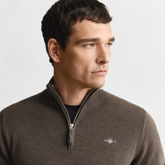 Gant Mens Brown Superfine Lambswool Half Zip main image