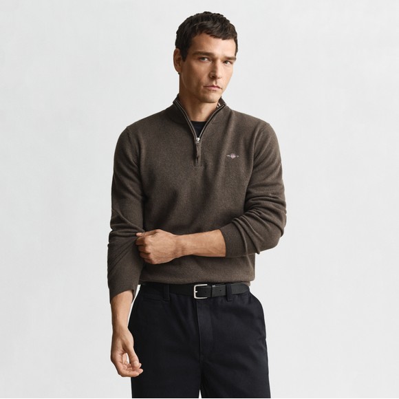 Gant Mens Brown Superfine Lambswool Half Zip main image