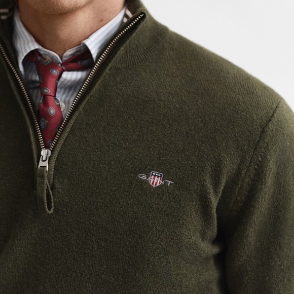 Gant Mens Green Superfine Lambswool Half Zip main image