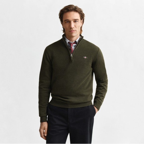 Gant Mens Green Superfine Lambswool Half Zip main image