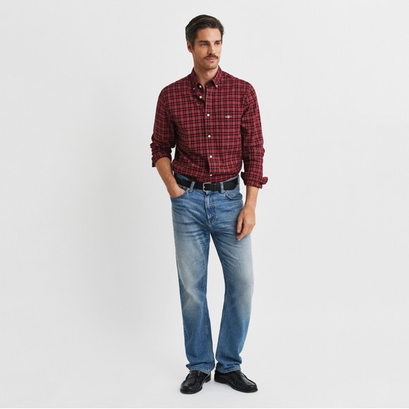 Gant Mens Red Classic Poplin Check Shirt main image