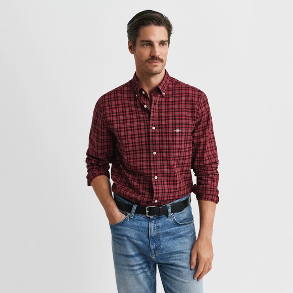 Gant Mens Red Classic Poplin Check Shirt main image