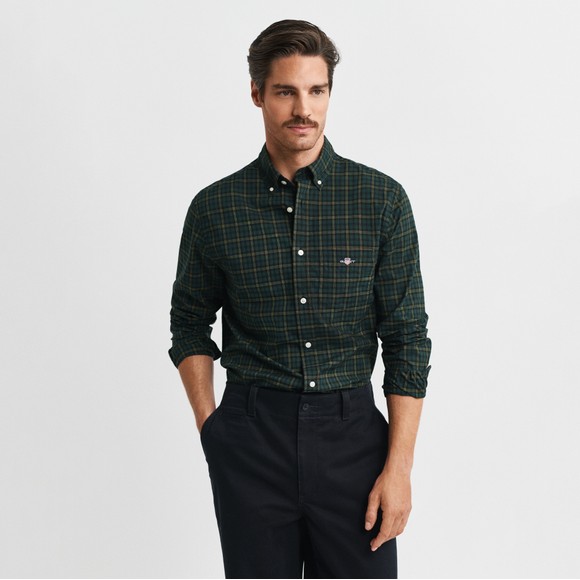 Gant Mens Green Classic Poplin Check Shirt main image