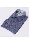 Claudio Lugli Mens Blue Floral Jacquard Shirt