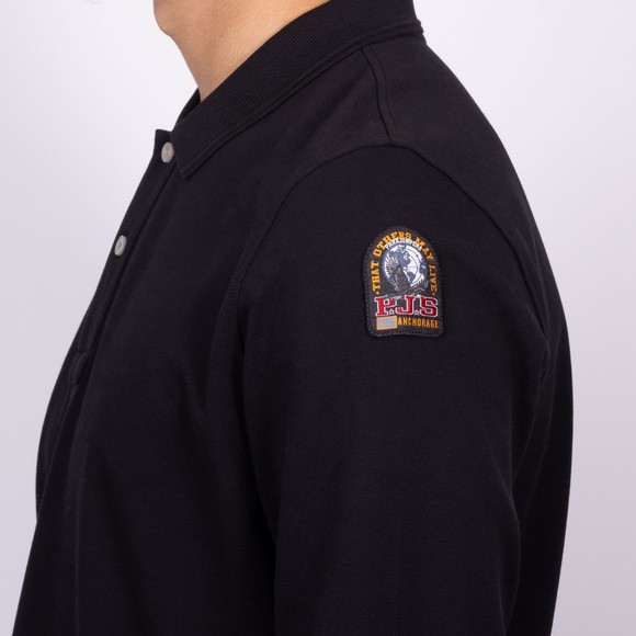 Parajumpers Mens Black Oberon Long Sleeve Polo Shirt #2