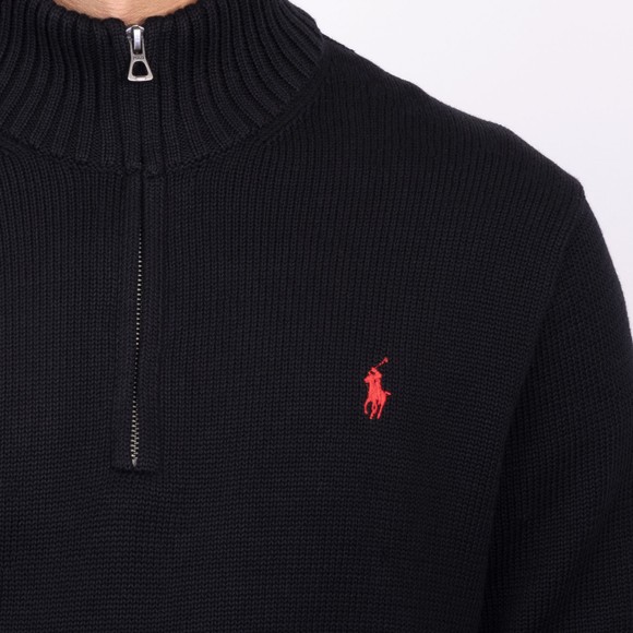 Polo Ralph Lauren Mens Black Cotton Quarter-Zip Jumper #3
