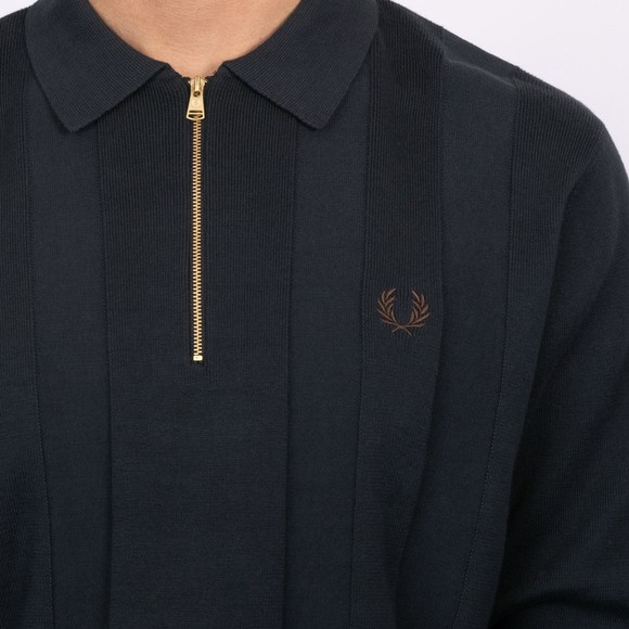 Fred Perry Mens Blue Tonal Stripe Knitted Polo #3