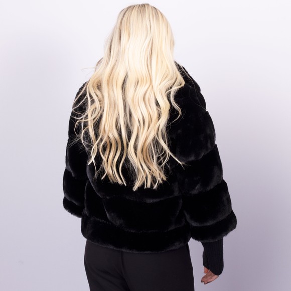 Rino & Pelle Womens Black Feline Faux Fur Jacket #3