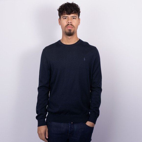 Polo Ralph Lauren Mens Blue Merino Wool Crew Neck Jumper #2