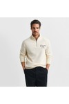 Gant Mens Off-White Graphic Half Zip Sweatshirt