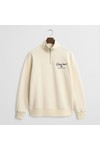Gant Mens Off-White Graphic Half Zip Sweatshirt
