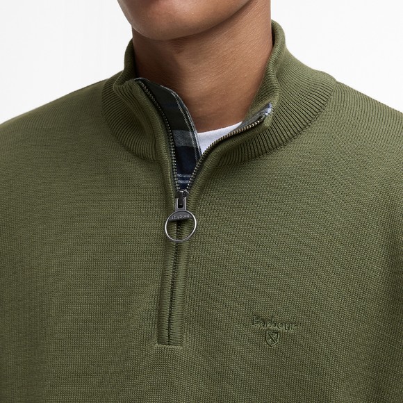Barbour Lifestyle Mens Green Cotton Half Zip Jumper #3