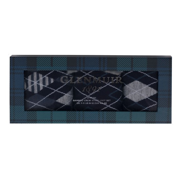 Glenmuir Mens Blue Bamboo Argyle 3 Pack Gift Box