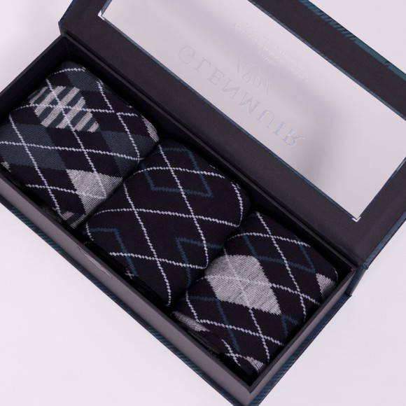 Glenmuir Mens Blue Bamboo Argyle 3 Pack Gift Box