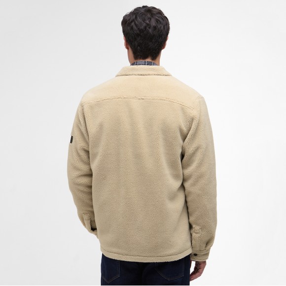 Barbour International Mens Beige Trident Borg Fleece Overshirt #4