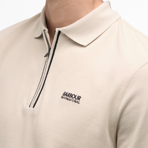 Barbour Lifestyle Mens Beige Marshall LS Zipped Polo Shirt #3