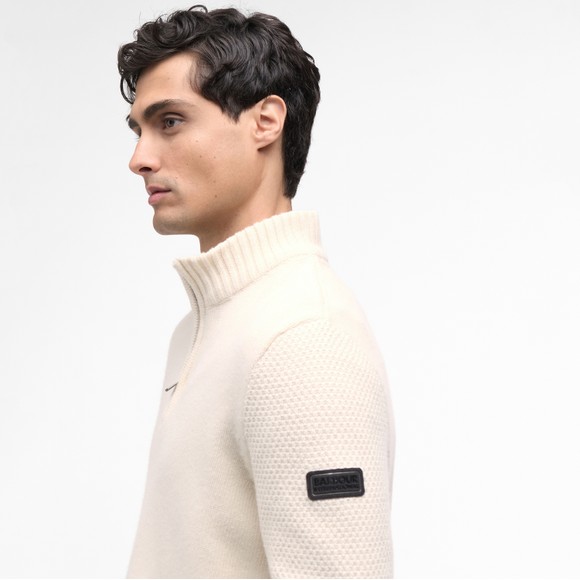 Barbour International Mens White Enfield Funnel Neck Half Zip Jumper #3