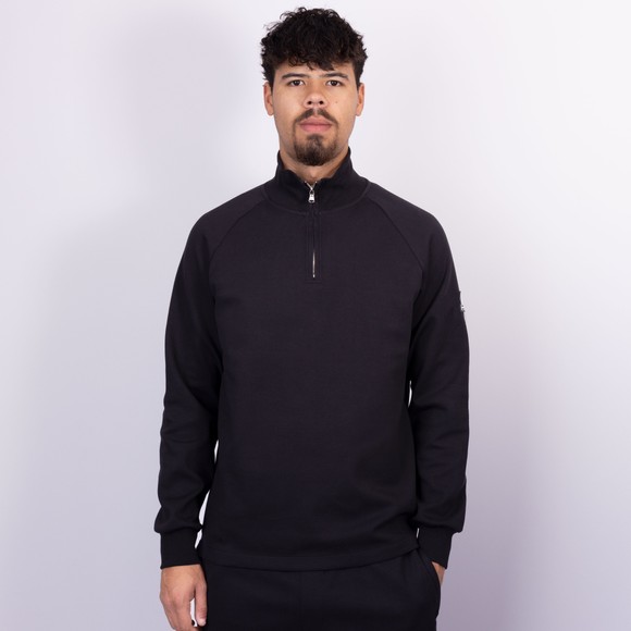 Sandbanks Mens Black Interlock Raglan 1/4 Zip Sweatshirt #3