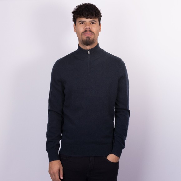 BOSS Mens Blue Formal H Hemarlo Half Zip Jumper #3