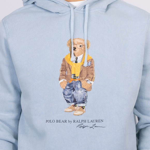 Polo Bear By Ralph Lauren Mens Blue Garment Dyed Overhead Hoody #3