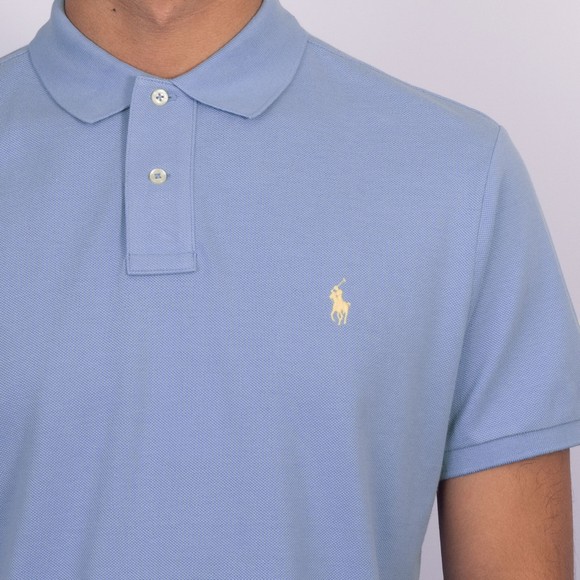 Polo Ralph Lauren Mens Blue Custom Slim Fit Short Sleeve Polo Shirt #3